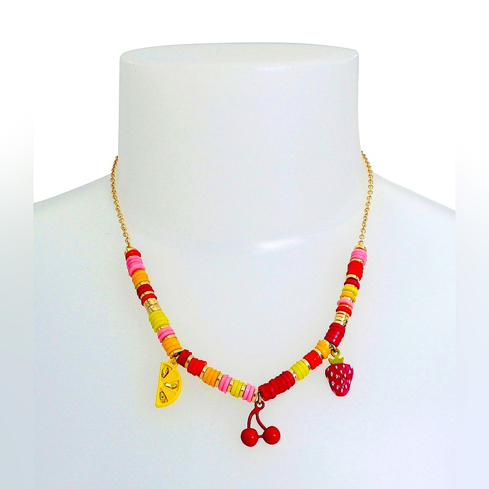 Betsey Johnson Fruit Charm Bib Collar Necklace